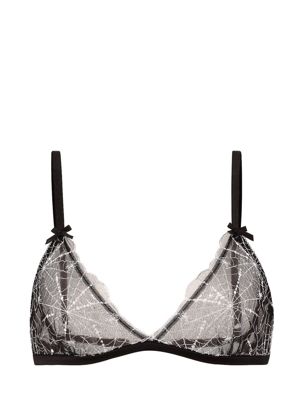 Embroidered Black Lace Spiderweb Triangle Bralette - Women's Intimates